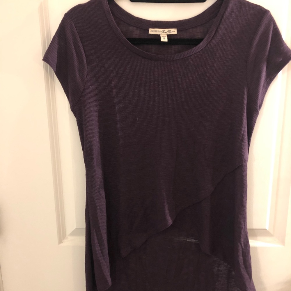 Express cross front long back shirt purple